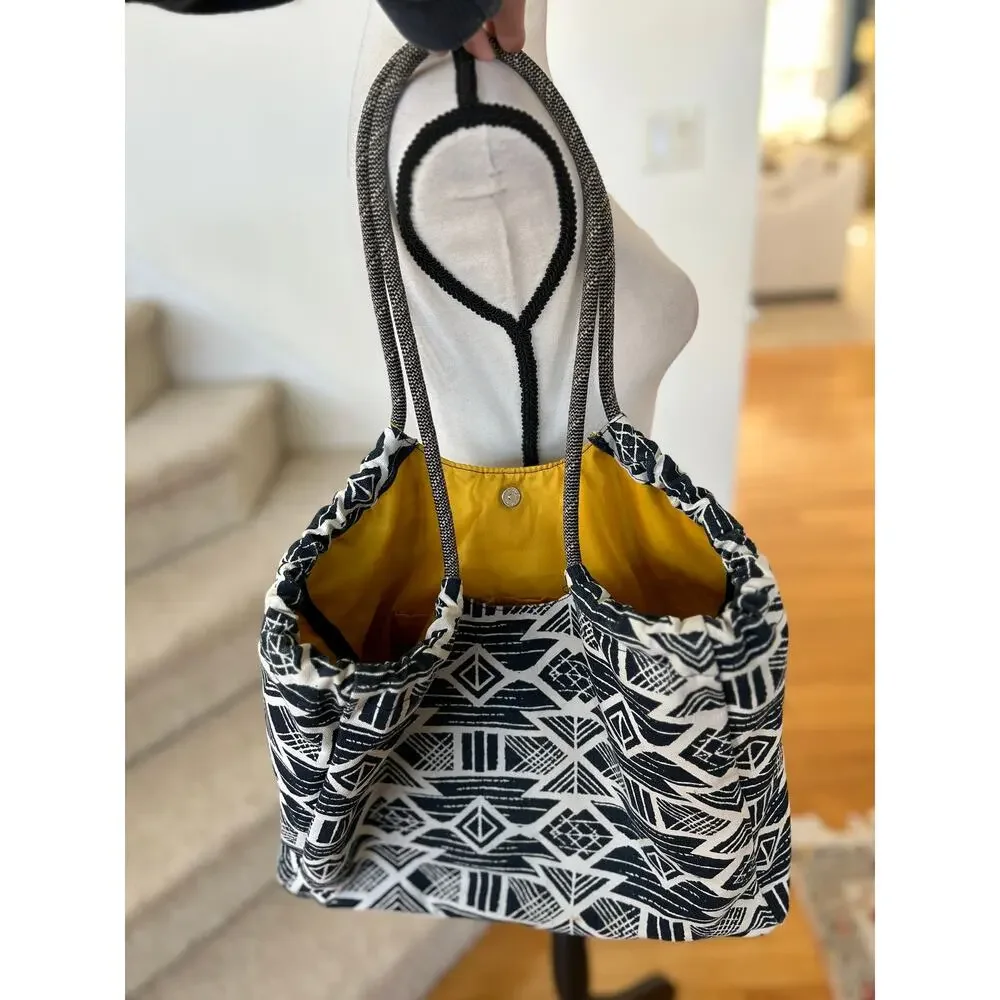 Kavu Poser Yoga Tote Black & White Tribal Print Design